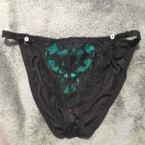Vintage Victoria's Secret Black Lace-Trim Bikini Brief